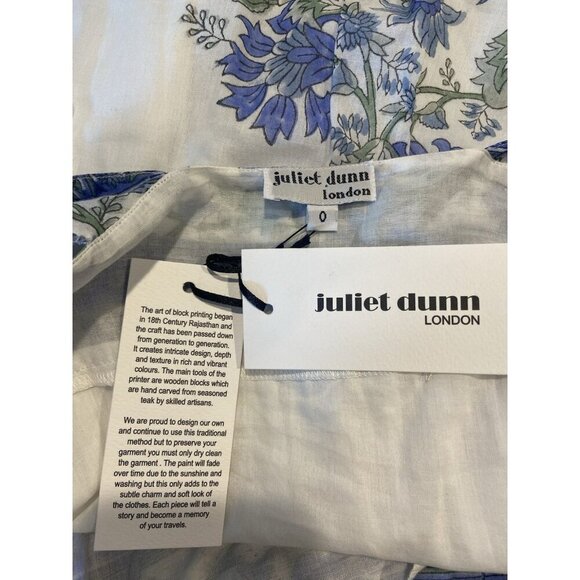 NWT Juliet Dunn London Babydoll Dress Flutter Sleeves Blue Green Size 0 2/4 - Picture 4 of 6